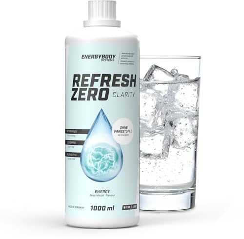 Energybody Refresh Zero Clarity Energy Sirup zuckerfrei 1000 ml | zuckerfreier Sirup für Wasser, mit Vitaminen, 20 mg Koffein pro 100 ml, ohne Kalorien, für 50 Liter