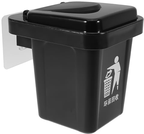 SHINYPASING Petite Poubelle Murale pour Camping-car et Bureau en Acier Inoxydable avec Couvercle, Design Compact et Fixation sans Perçage, Cuisine et Espace Restreint