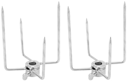 Fourchette de rôtissoire 4 Griffes 304 en Acier Inoxydable galvanisé, Fourchette à Viande de rôtissoire pour Tige de Broche de 0,4 Pouces 2 pièces