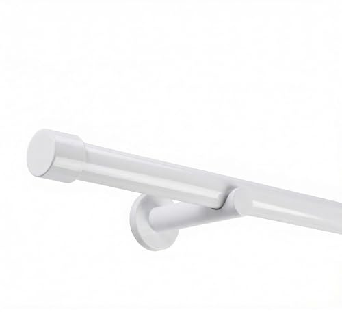Deco-Raum Gardinenstange auf Maß 25mm Wandträger Style Endstück Cap weiß nach Maß gefertigt, ohne Ringe 210 cm
