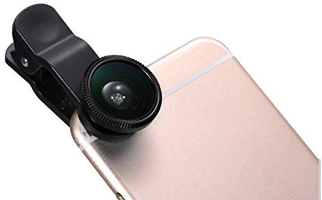 3 in 1 Lens Clamp for IPHONE SE 2020 Smartphone Universal Macro Fisheye Wide Angle Metal Detachable Pouch