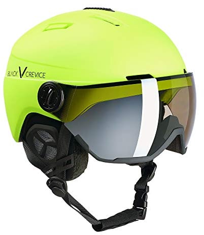 Black Crevice Skihelm Calgary mit Visier, neon gelb mat/Silver, S/M (54-57)…