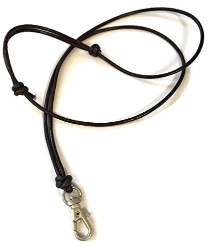 Logan Whistles Cordon réglable en cuir ; clip pivotant ; noir (clip en acier inoxydable noir)