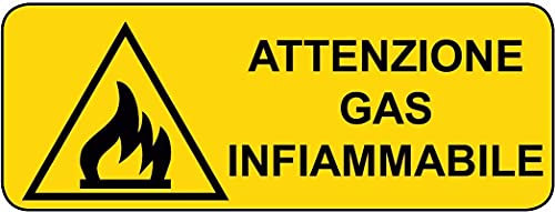 ADESIVO PERICOLO ATTENZIONE GAS INFIAMMABILE 125x330 mm