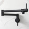 HAIYUNDA Grifos de relleno de olla negra moderno montaje en pared doble articulación brazo oscilante latón macizo grifo del fregadero plegable extensible con un solo agujero dos asas (negro mate)