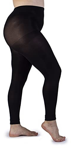 LEELA LAB Collant sans Pied pour Femme, 80 Deniers, Legging Grande Taille Noir Curvy, Confortable et Résistant - Qualité Made in Italy (6)