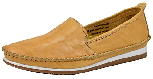 Andrea Conti Damen Slipper aus Leder weich und bequem 1889601, Größe:38 EU, Farbe:Gelb