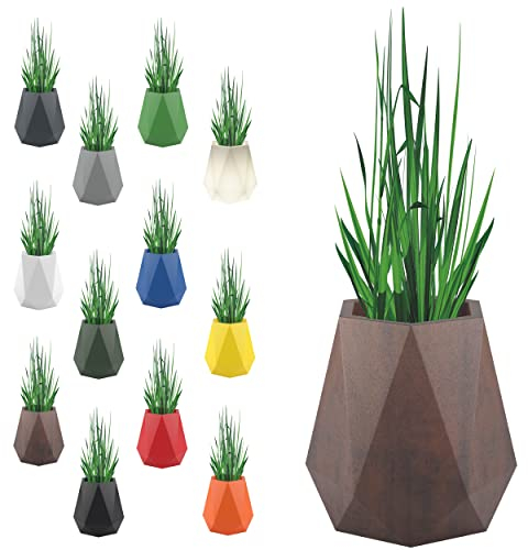Monumo®️ Deko Groß Pflanztopf XXL mit Innenkasten wetterfest, Blumenständer für Garten & Balkon, moderner Blumenvase, Blumenkübel (Flavi, Cortenstahl)