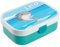 CreaDesign, Brotdose Kinder mit Fächern personalisiert Lunchbox Türkis mit Bento Einsatz, Brotbox mit Unterteilung Hai
