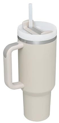 Gobelet avec poignée de 1200 ml Tasse de voyage isotherme Tasse de voiture Bouteille d'eau avec paille en Acier inoxydable 304 pour thé, café chaude ou froide à la maison/au bureau/en plein air