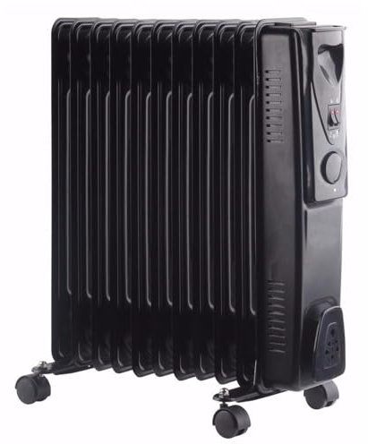 Oil Filled Radiator 11 Fin, Electric Radiator for Home Office, Oil Radiator Warms Any Room Quickly, Thermostatically Controlled 2500W Oil Heater for Maximum Warmth, Black