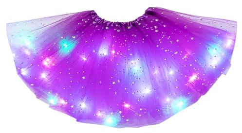 YEBIRAL Damen Tüllrock 3 Lagig Tutu Rock mit LED Lichter Kleid Tütü für Party Ballett Tanzen Kleid Erwachsene Teenager Minirock Ballettrock Tanzkleid Karneval Kostüm 40CM/60CM