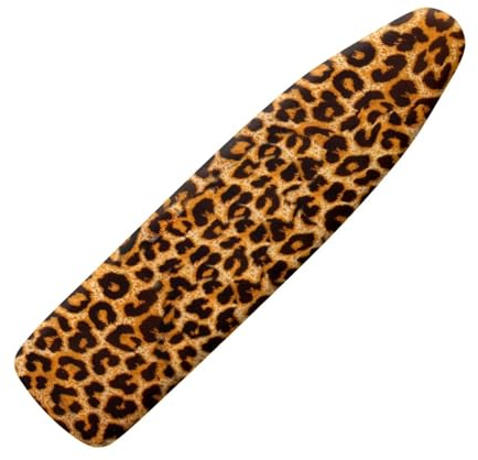 NETILGEN Bügelbrettbezüge, Ersatzbezug, elastisch, kratzfest, mit Bodenverschlüssen, Größe M, für Maße 115-122 x 36-40 cm, Leopardenmuster