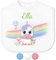 Babylätzchen für Mädchen & Jungen Einhorn Regenbogen– Lätzchen für Baby mit Namen personalisiert - mit Klettverschluss – Spucktuch Latz Kinderlätzchen - Geschenk für Kleinkinder (Saum Weiß)