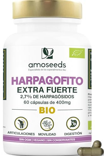 Harpagofito BIO, Alta Concentración | 3000mg / día, 2,7% Harpagósidos | Articulaciones, Movilidad, Tendones | Garra del Diablo Orgánico | 60 Cápsulas | Primera Calidad