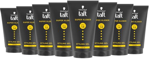 Schwarzkopf TAFT Gel Super Kleber (8x 150ml), Haargel mit sofortiger Haftung für einen Klebstoff-ähnlichen Halt, schonend für Haar und Kopfhaut, veganes, Haarstyling-Gel