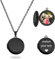 PHOCKSIN Black Glossy Personalised Round Locket Necklace Custom Photo Locket Necklace for Women Picture Locket Pendant Necklace Text Engraved Customised Lockets Gifts for Mum Daughter