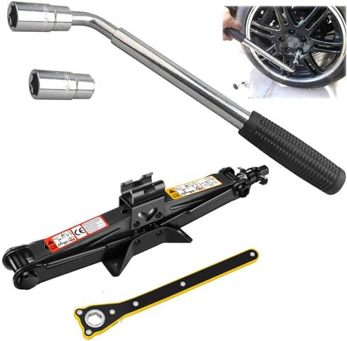 Scissor Jack for Car - 2 Ton (4,409 lbs) - Portable Tire Jack Tool, Ideal for SUV & Auto - Universal Emergency Kit with Heavy Duty Lug Wrench