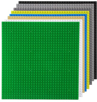 JOAASU 8 Pcs Building Block Base Plates, 10x10 Classic Baseplates, 8 Colors Large Building Board Base Plates, Building Brick Base Plates Compatible with All Major Brands (25x25cm)