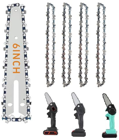 ROEOWENE 5pcs Catena per Motosega da 6 1/4 37 Maglie Catena Motosega 6 Pollici Universale Mini Catena di Ricambio per Motosega Mini Chainsaw Chain per Mini Motosega a Batteria Ricaricabile Portatile