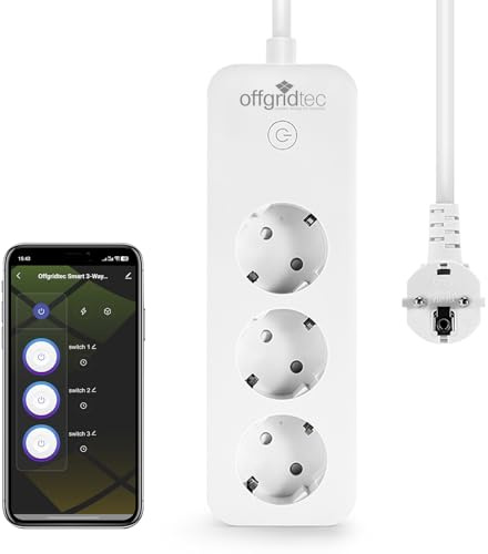 Offgridtec Smart WiFi Steckdosenleiste, 3 Steckdosen, 16 A/3520 W (2 Stück) | App-gesteuert über Smart Life/Tuya, Echtzeit-Energieüberwachung, Timer & Szenen, kompatibel mit Alexa/Google Home, 1,8m Kabel