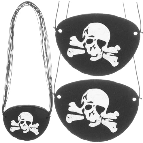 DECOMELODY 24 Stück Teiliges Piraten Augenklappe mit Totenkopf Design Leichte Filz Masken für Halloween Party Karneval Cosplay Dekorative Ein Augen Masken für Erwachsene