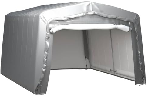 Boltkex Lagerzelt Stahl Grau 370x370x260 cm mit wasserabweisendem PE, UV-beständig, inkl. 8 Zurrgurte und 4 Sturmanker, ideal für Garten, Terrasse, Balkon als wetterfester Stauraum und Geräteschrank