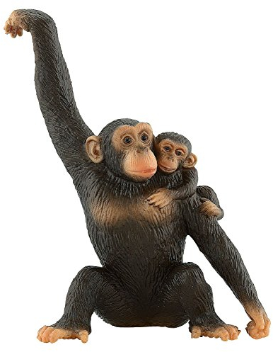 Bullyland 63594 - Spielfigur Schimpansin mit Baby, ca. 10,5 cm große Tierfigur, detailgetreu, PVC-frei, ideal als kleines Geschenk für Kinder ab 3 Jahren