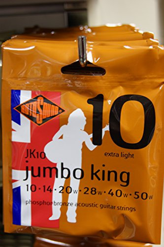 Rotosound Jumbo King Jk10 Extra Light Cordes pour guitare acoustique Bronze phosphoreux 10–50 (lot de 2)