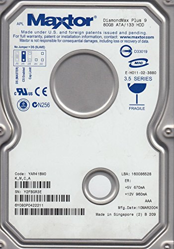 Maxtor 6Y080P0, Code YAR41BW0, KMCA, 80GB IDE 3.5 Festplatte