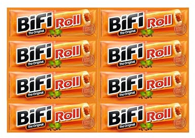 BiFi Roll | 8er Pack (8 x 45 g) | Herzhafter, original Salami Fleischsnack | Snack im Teigmantel