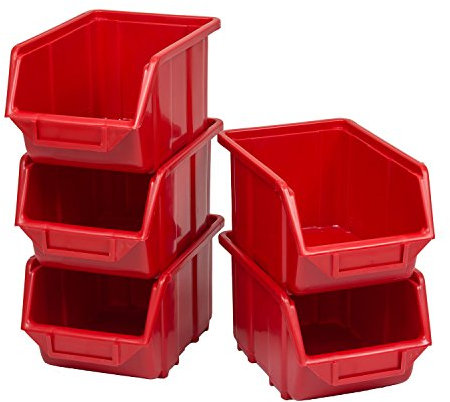5 Stapelbox Stapelboxen Sichtlagerkästen Kunststoff PP 240x155x125 Gr. 2 rot
