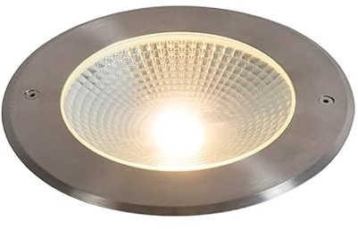 Qazqa led Modern außen Bodenstrahler, Bodeneinbaustrahler für den Garten - Bridge - Silber Farbe, inkl. 20W LED-Lampe, 21cm, IP65, Rund