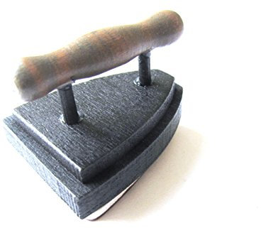 Stempel MERCI in Bügeleisenform Miniblings Stamp Scrapbook Stempeln 4x3cm Holz