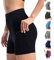 Damen Yoga Shorts Kurze Sporthose Fitness Shorts Cool Atmungsaktiv High Waist Kurze Hose Blickdicht Gym Shorts(Schwarz,XL