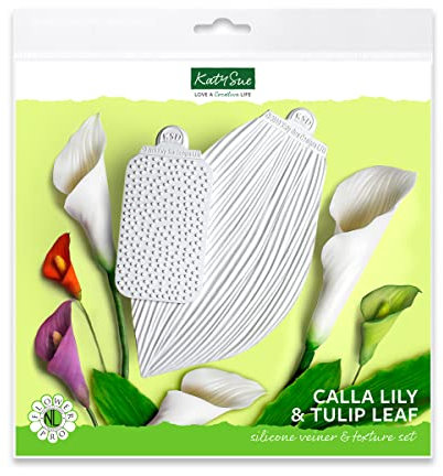 Katy Sue Calla Lily & Tulip Leaf Vene & Texture Set, Zuckergussform aus Silikonzuckerpaste, Flower Pro für Kuchen, Kunsthandwerk, Cupcakes, Sugarcraft, Süßigkeiten, Kartenherstellung und Ton