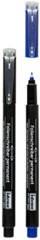 Idena 10512 - Folienstifte permanent, schwarz/blau, 1 Set