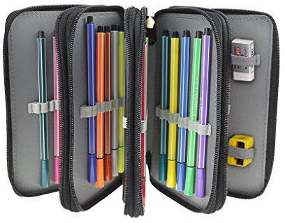 IPENNY Super Große Federmappe mit Reißverschluss Oxford Federmäppchen 72 Slots Stiftemappe Schüleretui Schlamperbox für Buntstifte Bleistifte (ohne Bleistift)