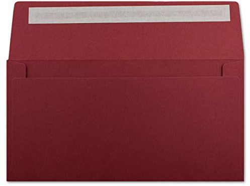Glüxx-Agent 1000 DIN Lang Brief-Umschläge Dunkelrot - 11 x 22 cm - 120 g/m² Haftklebung Standard Brief-Kuverts - Einladungen zur Taufe