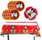 Suministros de fiesta de cumpleaños para Mickey Mouse rojo, incluye 20 platos de papel, 20 servilletas, 1 mantel para 20 invitados