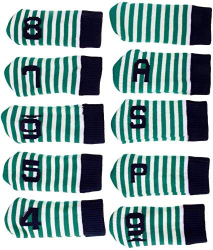 Golf Club Iron Head Covers Set Knit Sock Sleeve Headcover for Titleist Callaway Taylormade 10pcs (Green)
