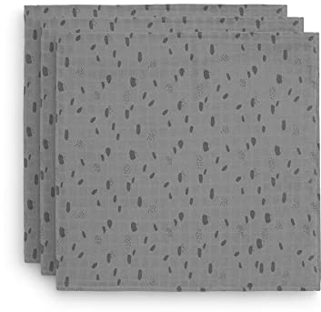 Jollein 535-855-65347 Mulltücher Spot Tupfen grau 3er Set 70x70 cm