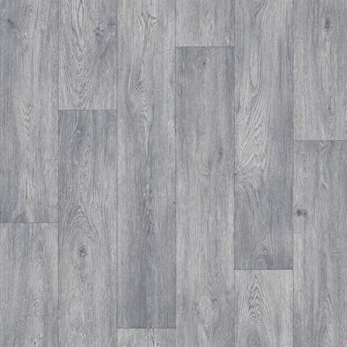 Vinylflooring UK Grey Wood Effect Non Slip Vinyl Flooring Roll For Living Room, Dining Room, Hallways, 2.3mm Thick Vinyl Sheet, Waterproof Lino Flooring -1m(L) X 2m(W) (3'3 X 6'6)