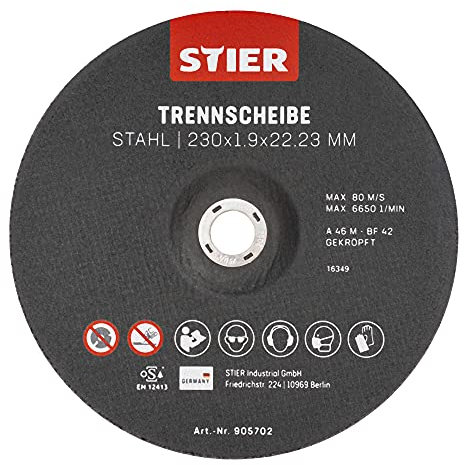STIER Trennscheiben Stahl 230 x 1,9 x 22,23 Form 42 gekröpft 25 Stk.