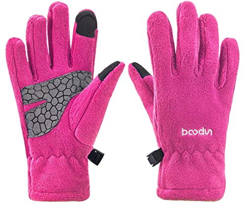 Arcweg Handschuhe Kinder Fleece Warm Laufhandschuhe Winter Gloves rutschfest Fahrradhandschuhe Touchscreen Winterhandschuhe Jungen Mädchen Fingerhandschuhe Camping Laufen Altrosa XL-XXL 9-10 Jahre