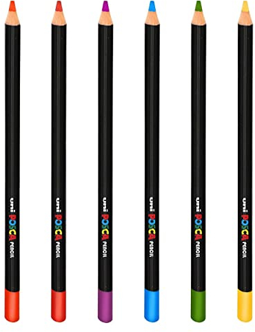 Posca Uni Buntstift – Professionelle Öl- und Wachs-Buntstifte – KPE-200 – Essential Pack mit 6 Stück