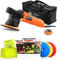 Poliermaschinen Set: ADBL D09125 Exzenter Poliermaschine + Sonax Politurset + Royal Pads Premium Polierpads - Auto Politur, Lack polieren, Kratzer entfernen, Aufbereitung | 8-teilig