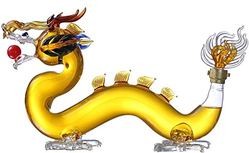 FBWSM 1000ML Wine Decanter, Dragon Design Whiskey Decanter, High Borosilicate Glass