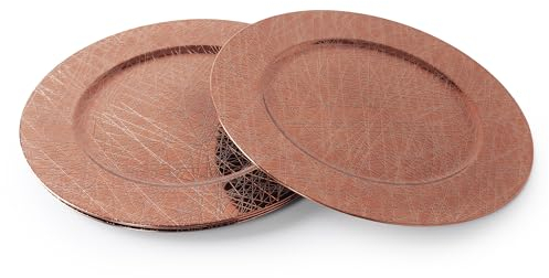 Cheerful Bargains Juego de 6 platos de plástico redondos rojos de 33 cm | Diseño geométrico decorativo y reutilizable para vajilla de Navidad | Ideal para cenas y fiestas tradicionales de Navidad