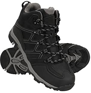 Mountain Warehouse Oscar Kids Walking Boots – Suede Footwear with Sturdy Grip, Padded Ankles & Strong Outsole – For Spring Summer Travelling, Hiking, Camping Jet Black Kids Shoe Size 10